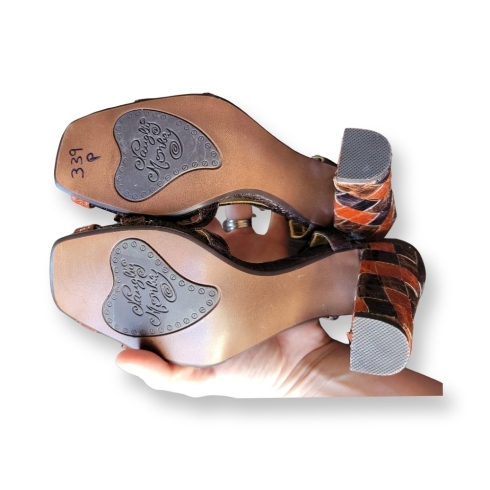 Naughty Monkey Brown Patchwork Heels Guc - image 7